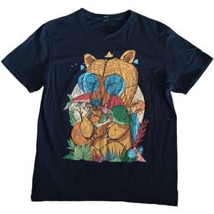 Anvil Men's Black Graphic Tee Size Large